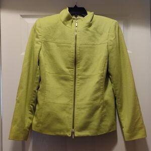 Dana Buchman Lime Green Cashmere Zip Up Fall Winter Jacket Size S